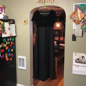 Black formal velvet top dress, size 12